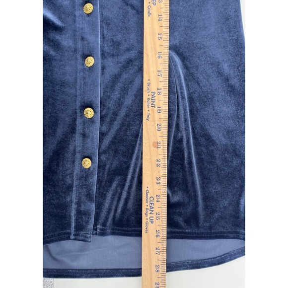 Soft Surroundings Blue Velvet Button Front Tunic Shirt Top Women's Medium M - Picture 5 of 9
